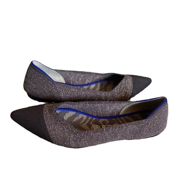Rothy’s The Point Flats Women’s 8 Metallic Brown Blue Trim Washable - Picture 8 of 8